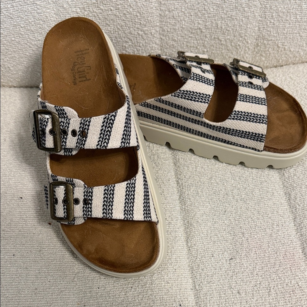 Stylish Striped Sandals with Buckle Detail